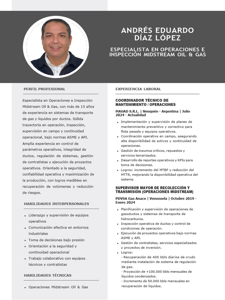 CV Andres Eduardo Diaz Lopez-BA | PDF