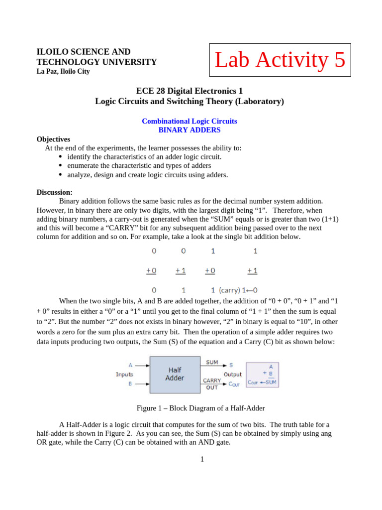 05 ECE 28 FDS Adders Nex | PDF | Digital Electronics | Computer Engineering