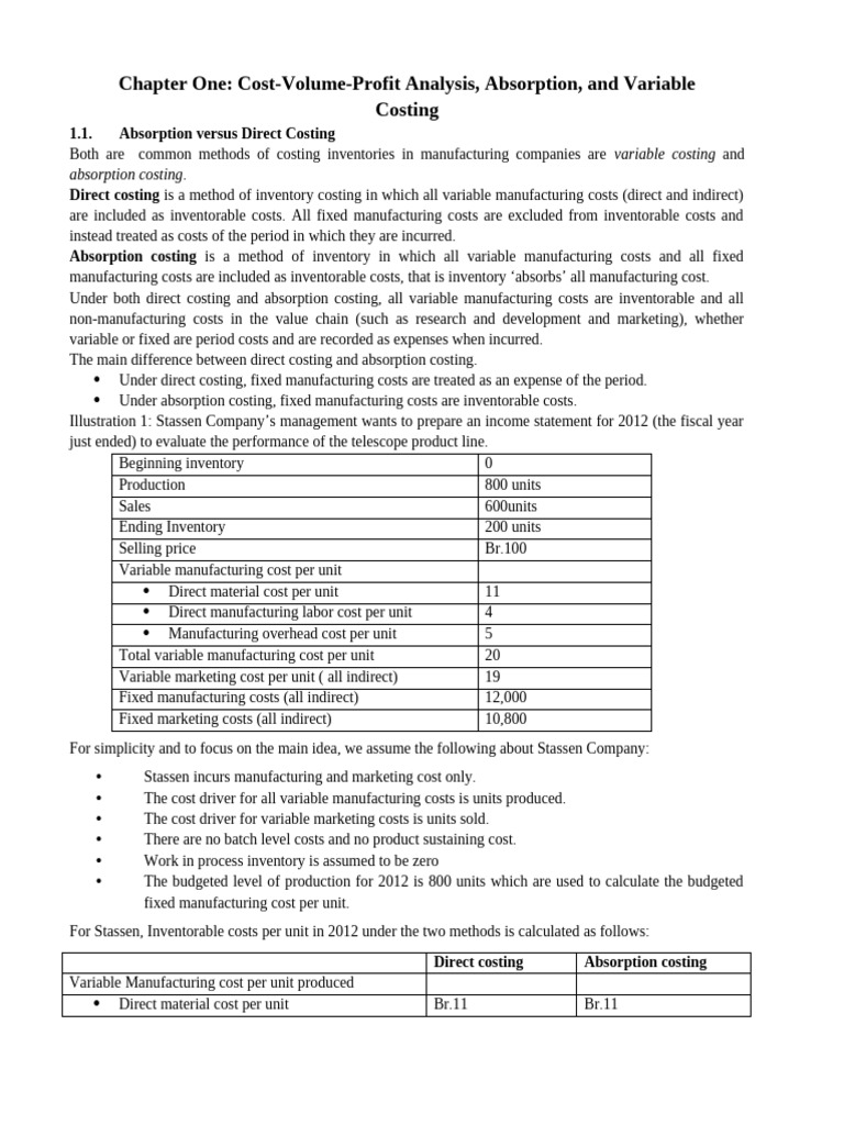 Cost & Management Accounting II Chapter One | PDF | Inventory ...