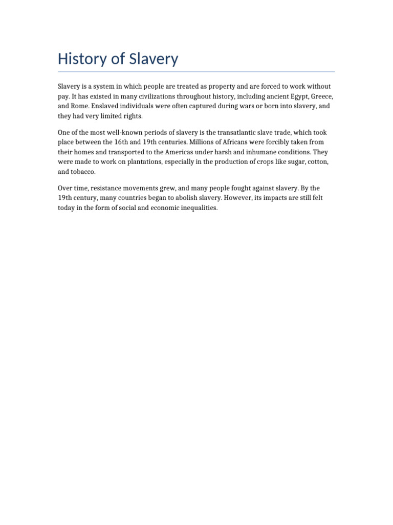 History of Slavery | PDF