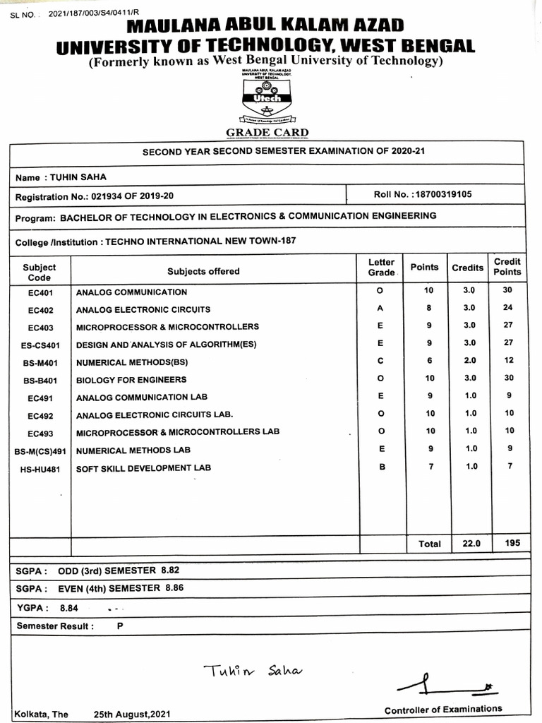 Marksheet 4th Semester | PDF | Electricity | Electronic Engineering