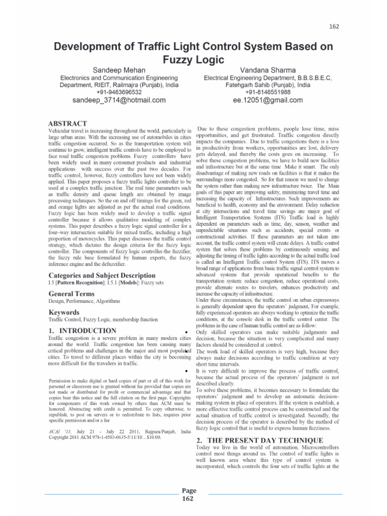 Development of Traffic Light Control System Based On Fuzzy Logic | PDF