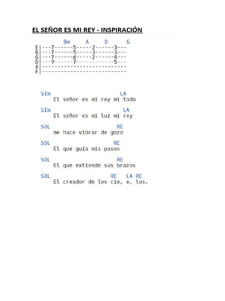 El Senor Es Mi Rey Acordes | PDF