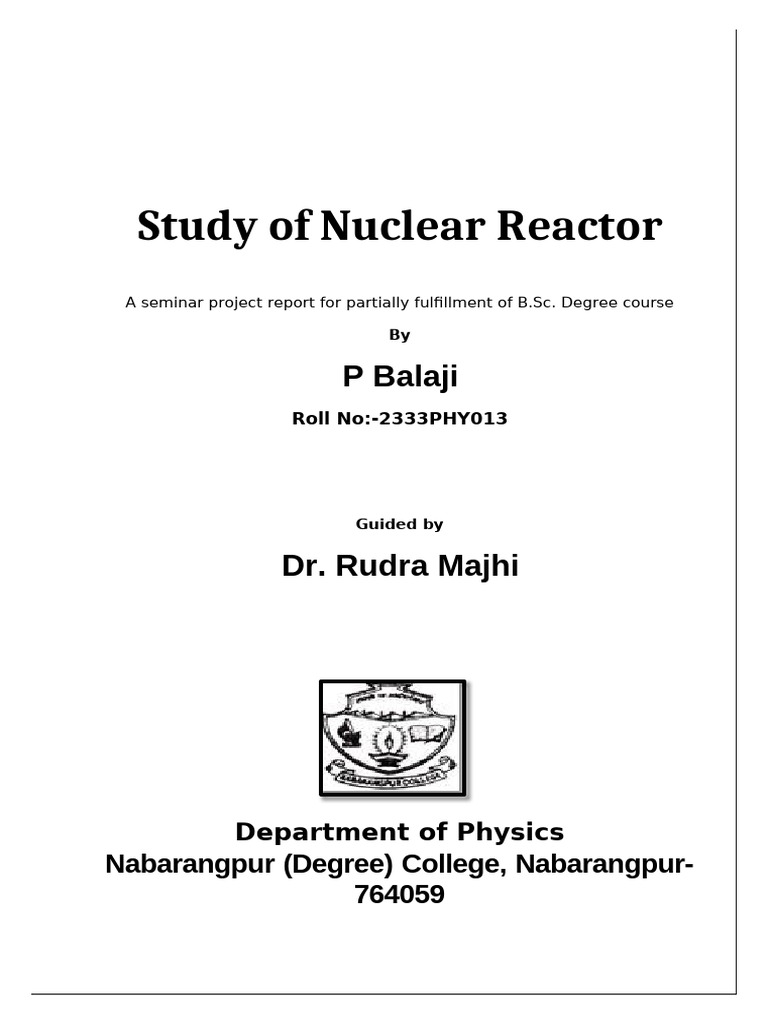 Physics Project Nuclear Reactors | PDF | Nuclear Power | Nuclear Reactor