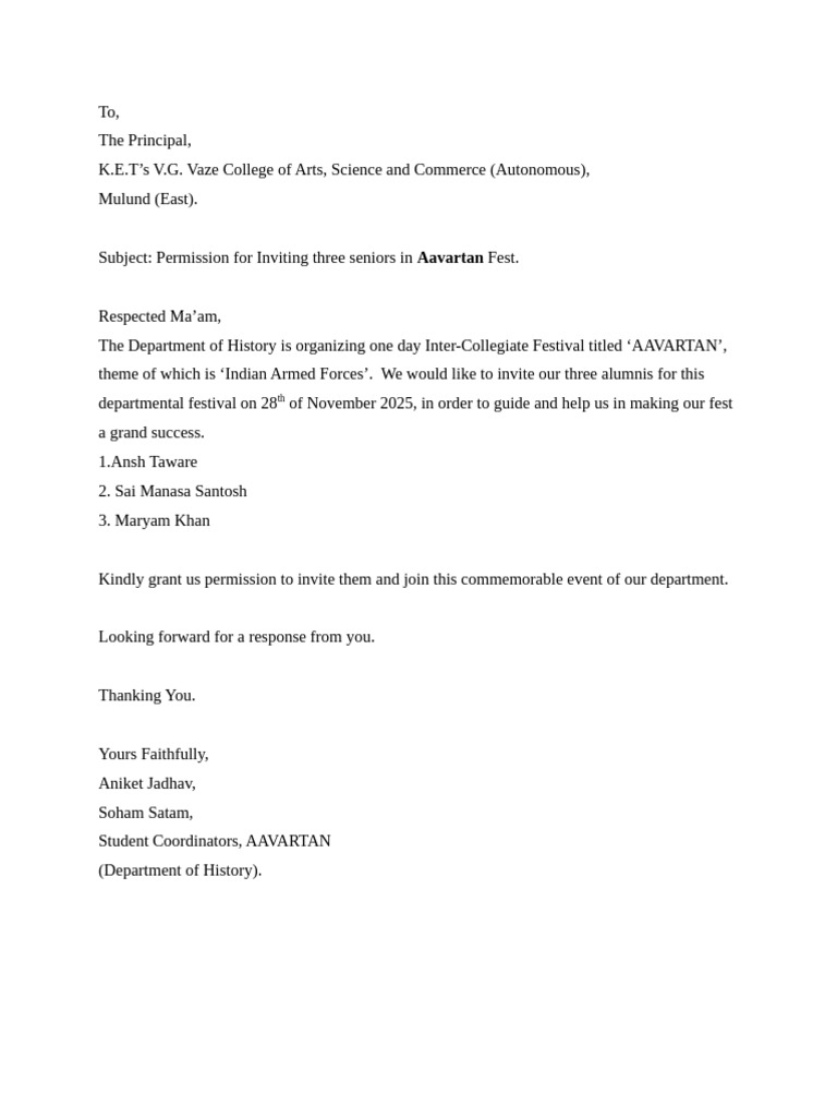 Permission Letter For Invitation.. | PDF