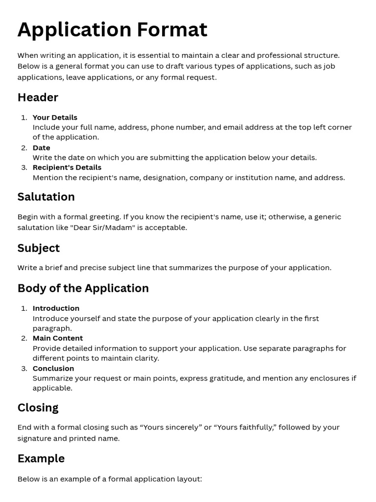 Application Format | PDF