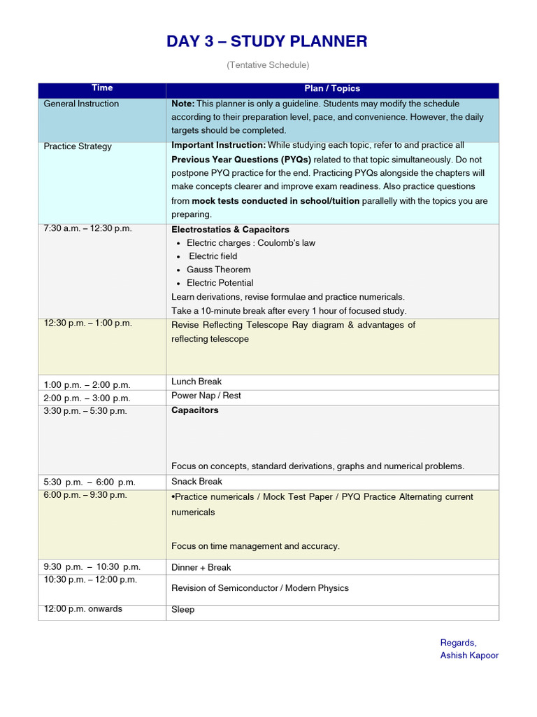 Day3 Study Planner Colourful PDF | PDF