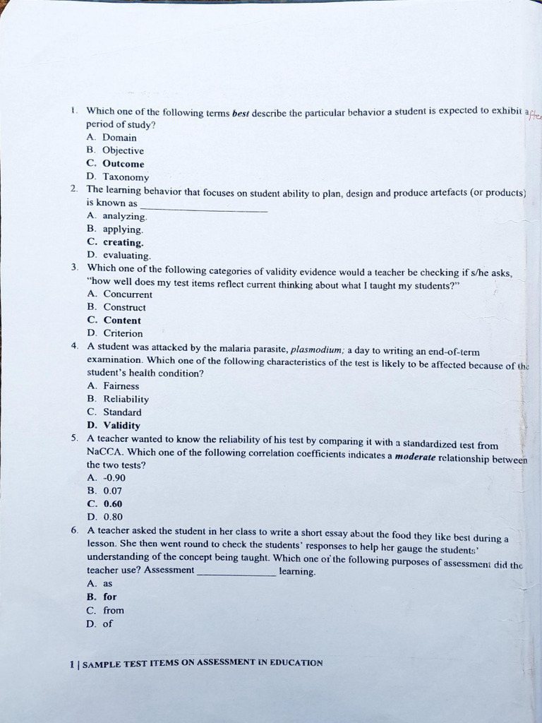 Assessment Past Questions 1 | PDF