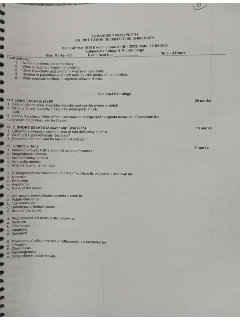 Bds 2nd Year Pyqs | PDF