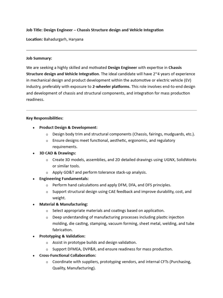 JD - Mechanical Design Engineer | PDF | Mechanical Engineering ...
