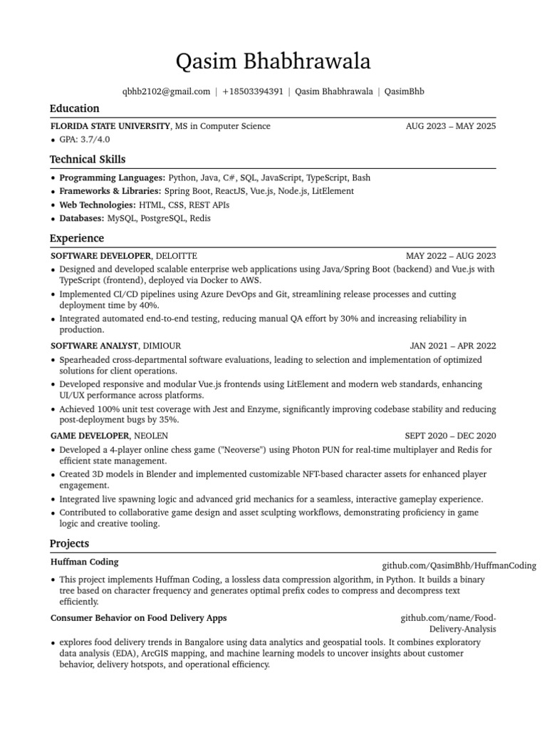 Software Resume Qasim | PDF | Software Development | Computer Science