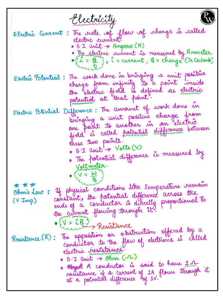 68c2b043c4e7b6ae3c6fbf56 - ## - Electricity - Handwritten Notes - Udaan ...
