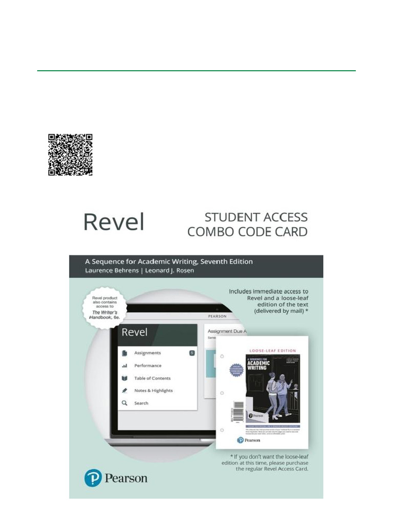 Revel + Print Combo Access Code For Sequence For Academic Writing, A ...