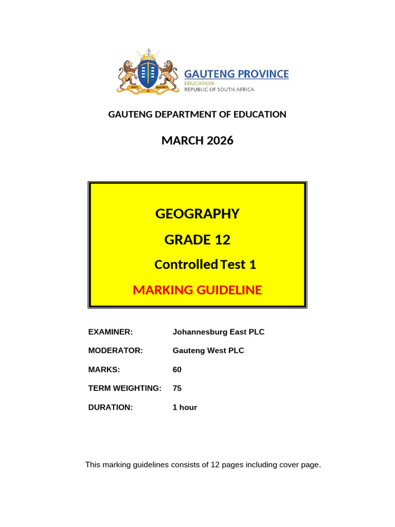 Controlled TEST 1 2026 MG GR 12 | PDF