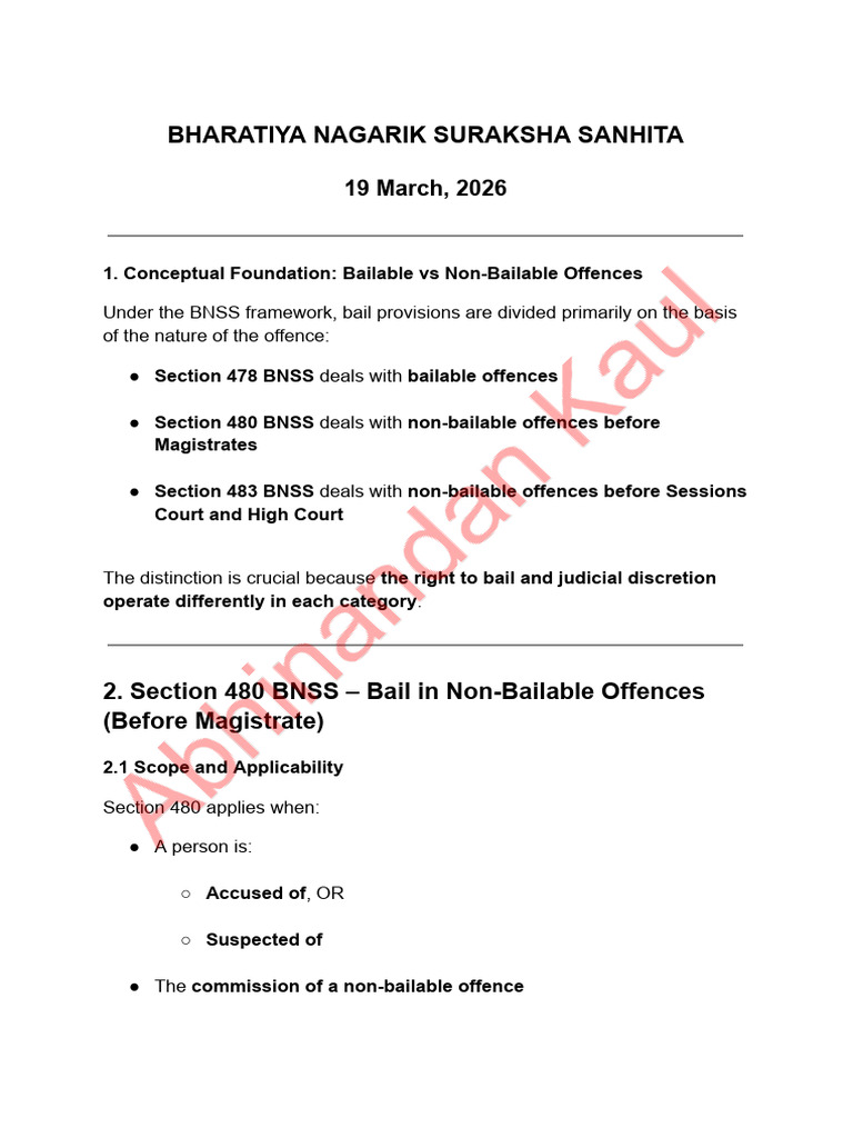 Bnss 19 March 2026 | PDF | Bail | Arrest