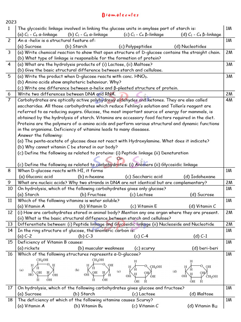 Chapter 10 Biomolecules | PDF | Glucose | Nucleotides