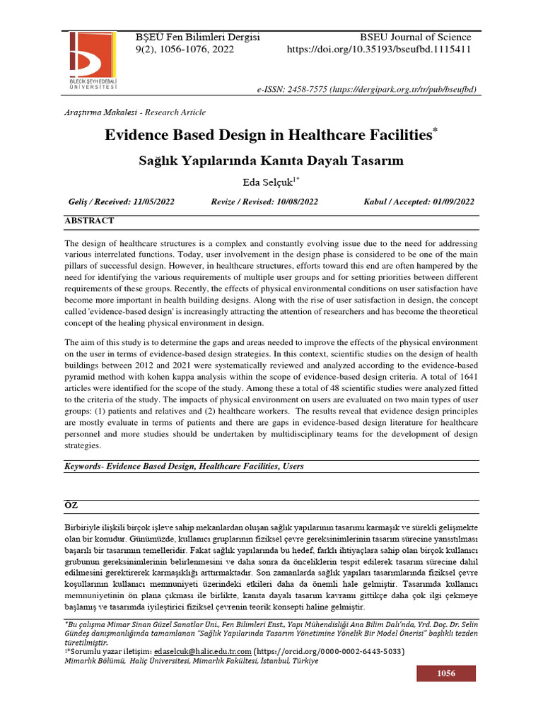 Evidence Based Design in Healthcare Faci | PDF