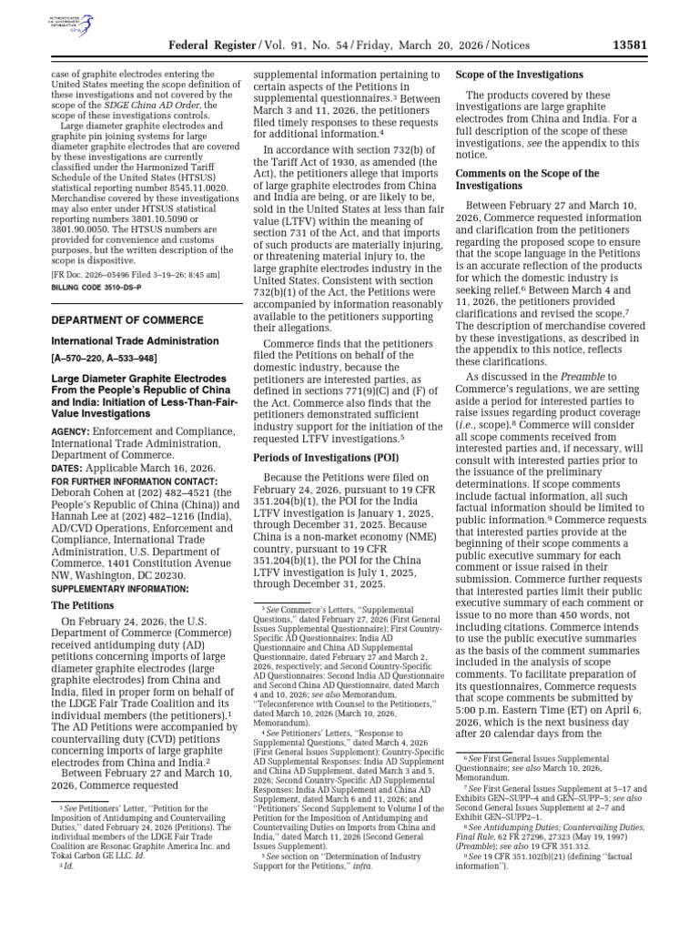 Federal Register / Vol. 91, No. 54 / Friday, March 20, 2026 / Notices ...