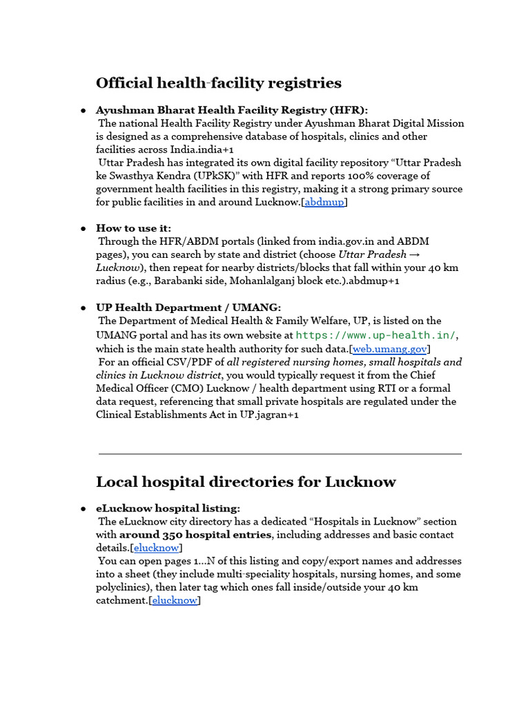 Official Health Facility Registries | PDF | Hospital