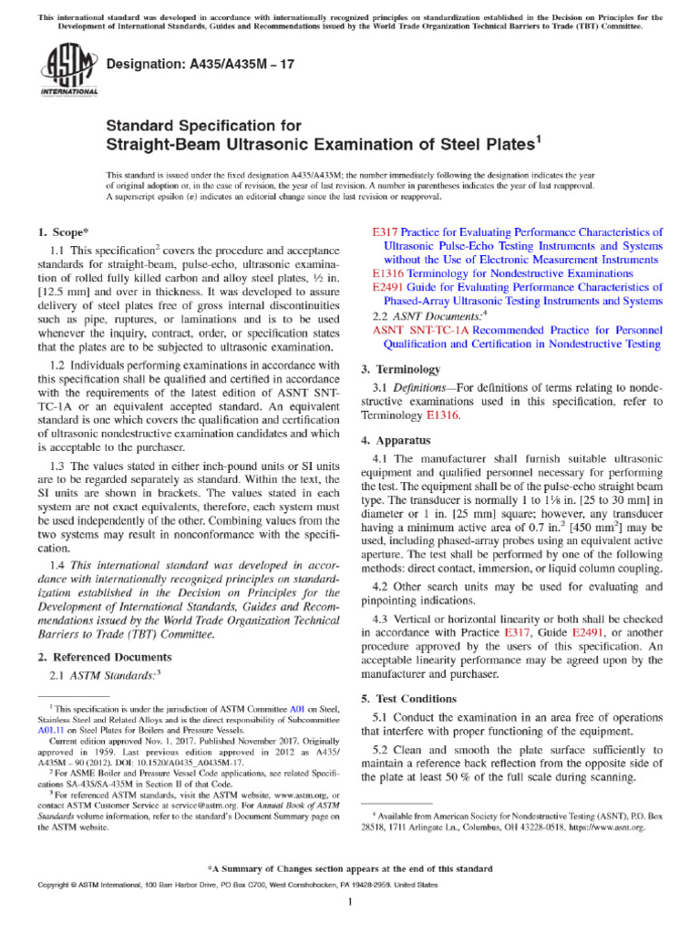 ASTM A435 A435M-17 Standard Specification For Straight-Beam Ultrasonic ...