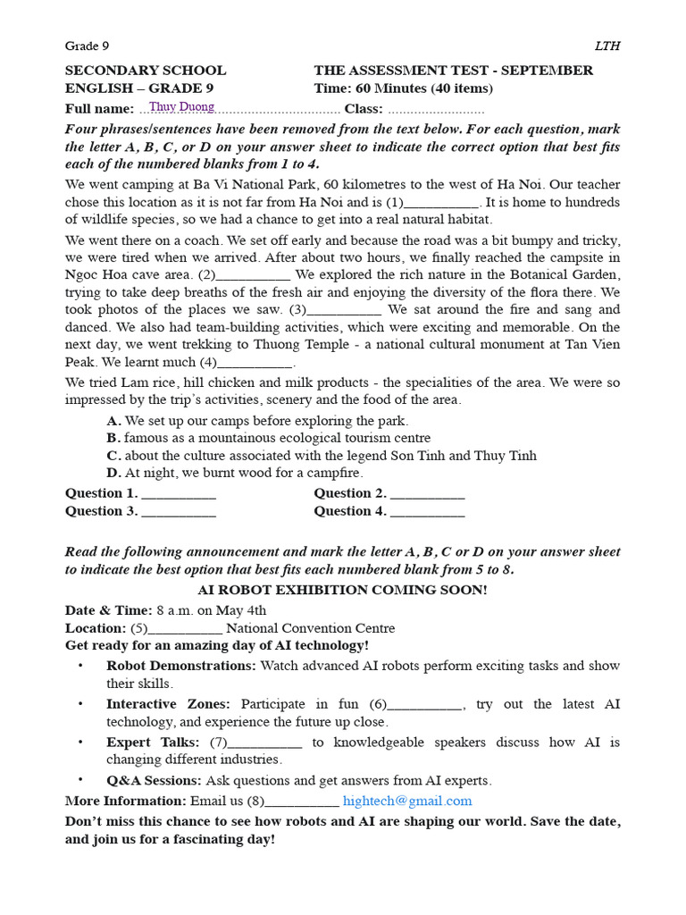 The Assessment Test 01 | PDF | Behavioural Sciences | Psychology