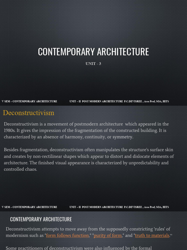 UNIT 3 - Contemporary | PDF | Architectural Styles | Style