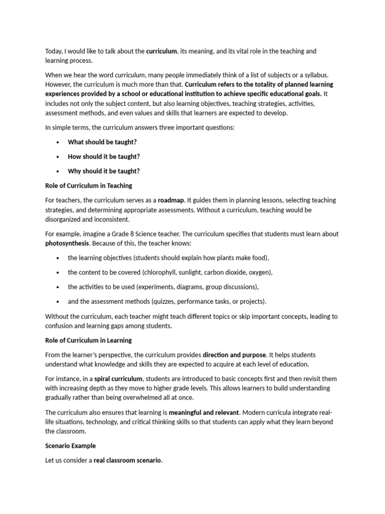 Report Today - Curriculum | PDF | Curriculum | Learning