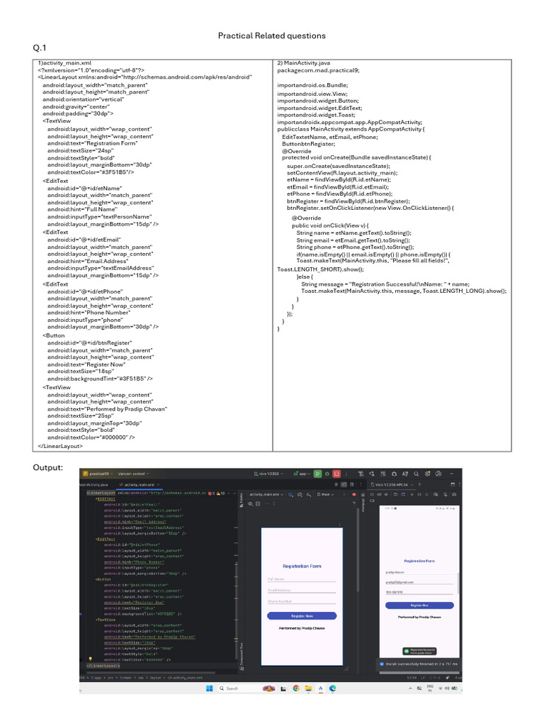 Practical No - 9 Outputs and Codes | PDF | Graphical User Interfaces ...