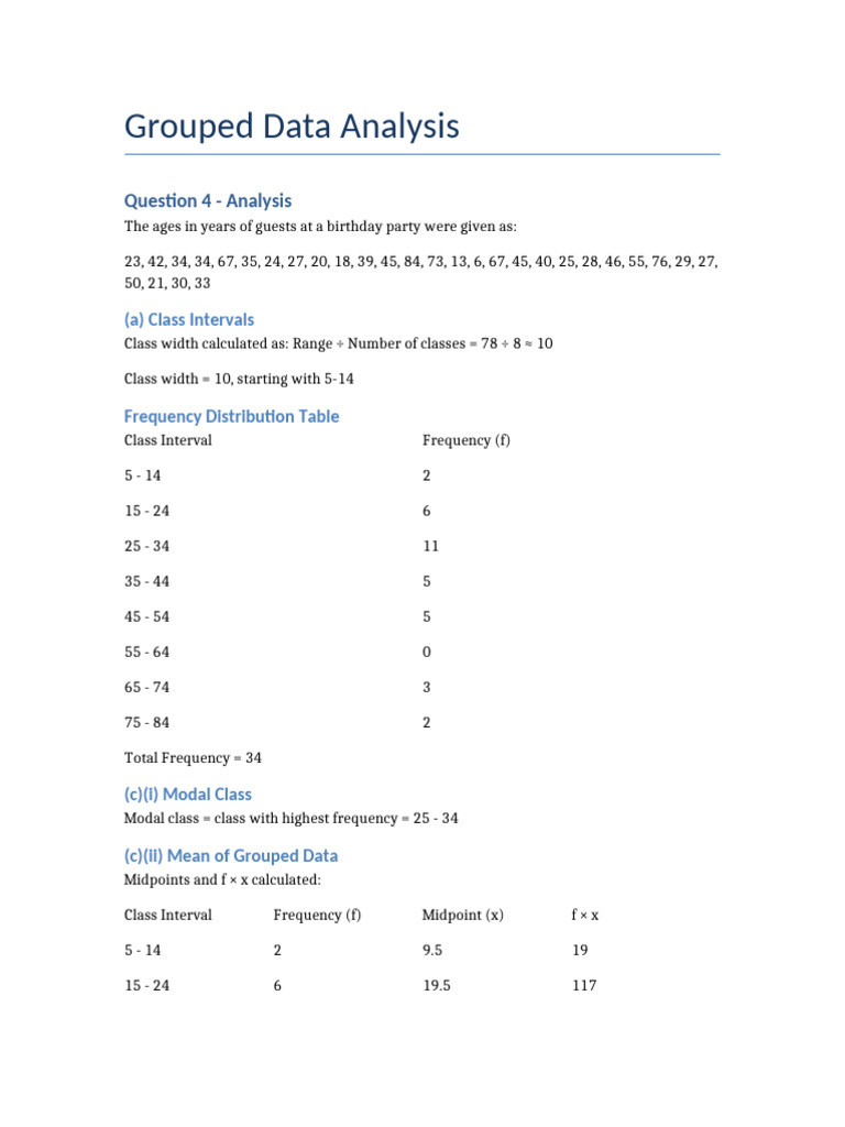 Grouped Data Analysis | PDF