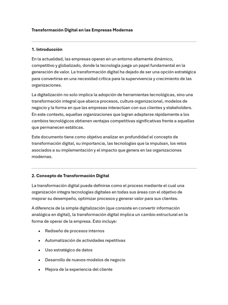 Transformación Digital en las Empresas Modernas | PDF | Internet de las ...