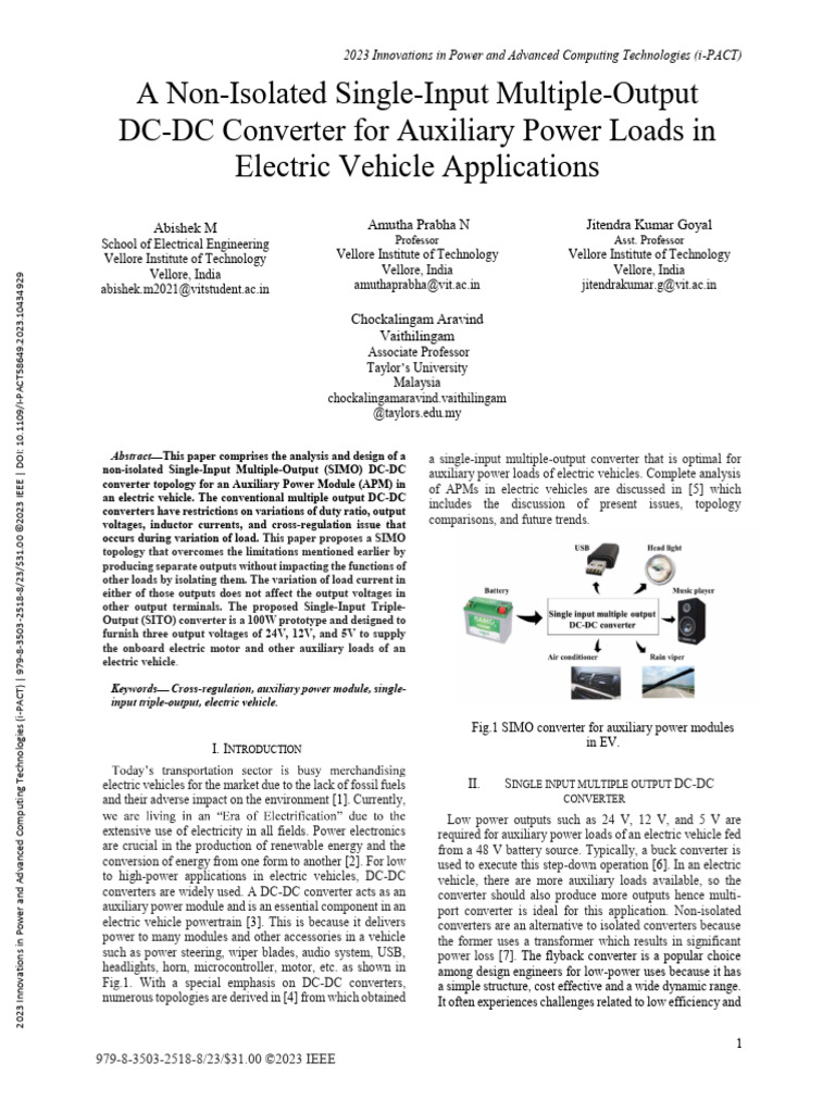 A Non-Isolated Single-Input Multiple-Output DC-DC Converter For ...