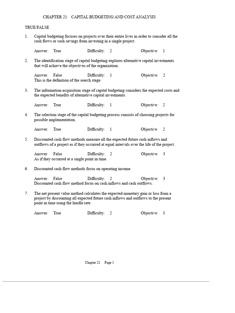 Capital Budgeting Test Bank | PDF | Net Present Value | Capital Budgeting