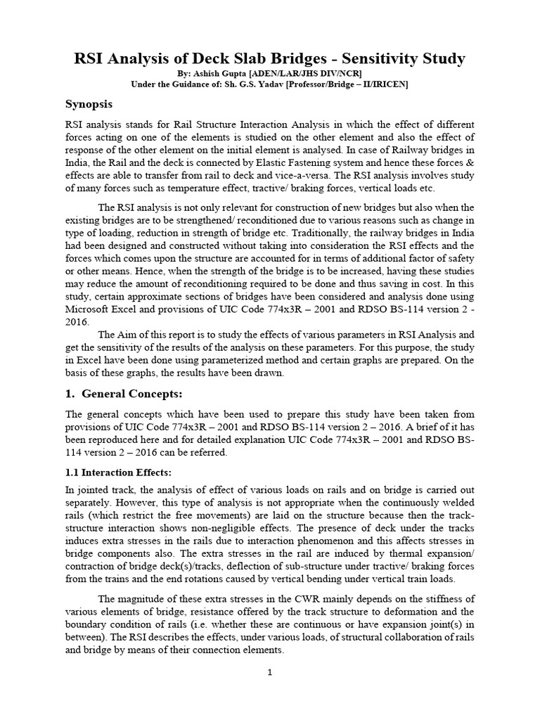 NCR RSI Analysis of Deck Slab Bridges - Sensitivity Study | PDF ...
