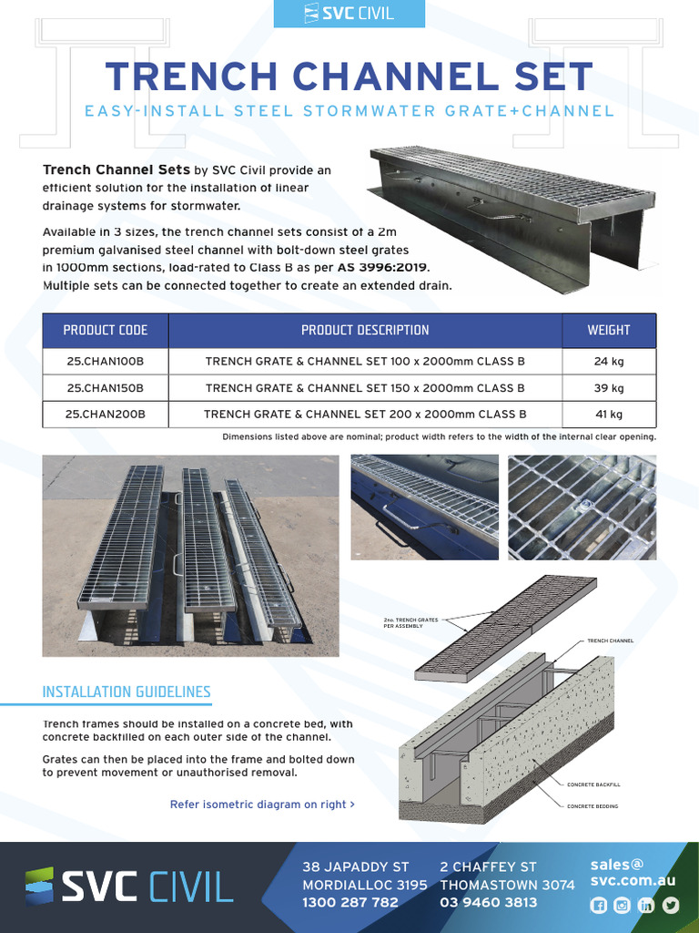 SVCFL 25 Trench Channel Sets | PDF | Civil Engineering