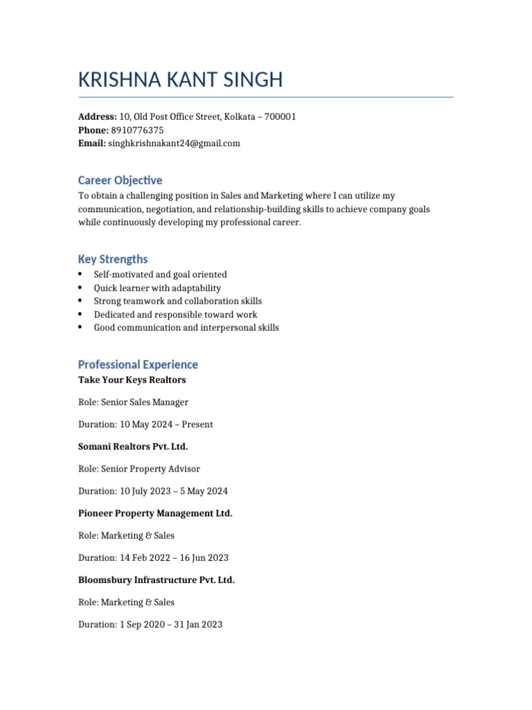 Krishna Kant Singh Professional CV | PDF