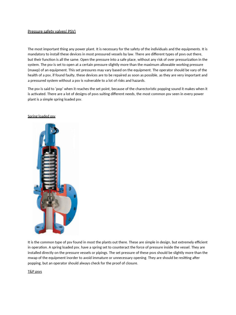 Pressure Safety Valves (PSV) | PDF