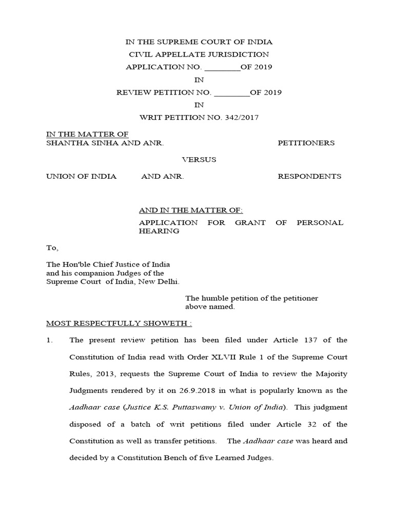 Supreme Court Civil Appelate - Review Petition Format | PDF | Judgment ...