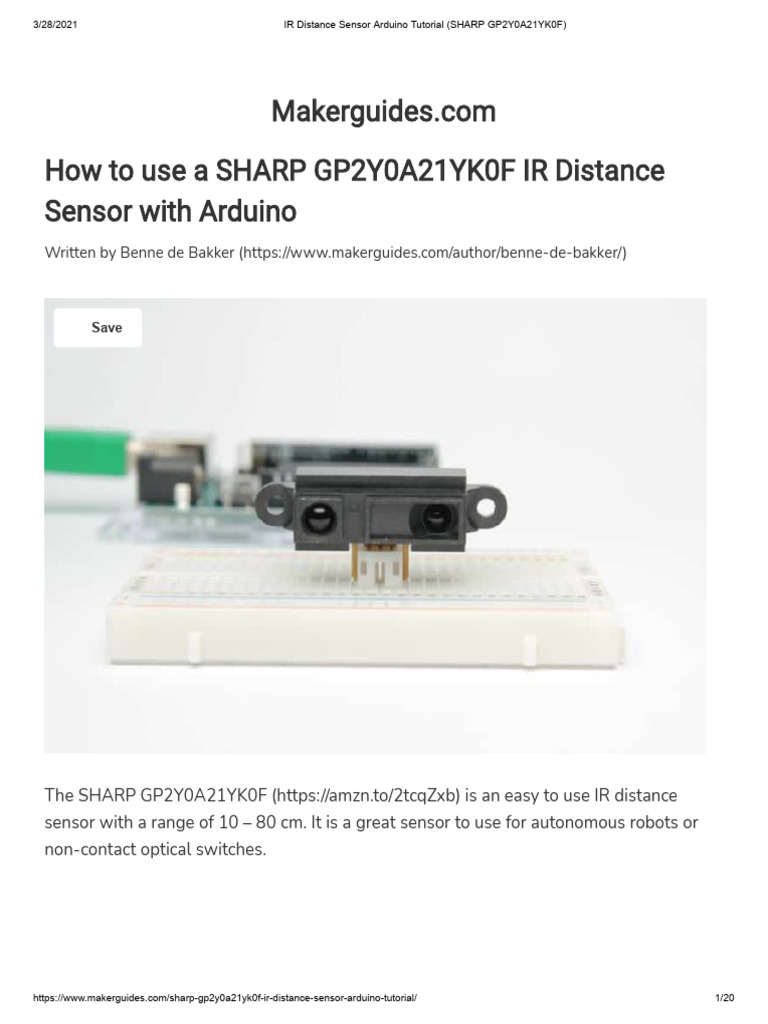 Ir Distance Sensor Arduino Tutorial Sharp Gp2y0a21yk0f | PDF | Infrared ...