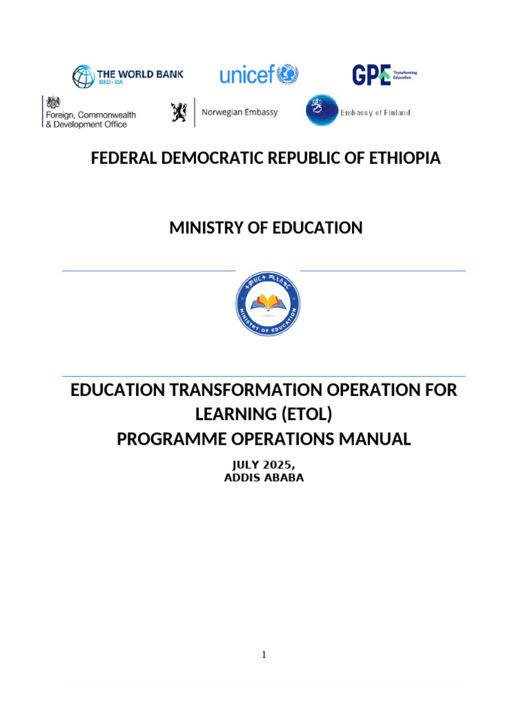 ETOL Program Operation Mannual (POM) Final | PDF