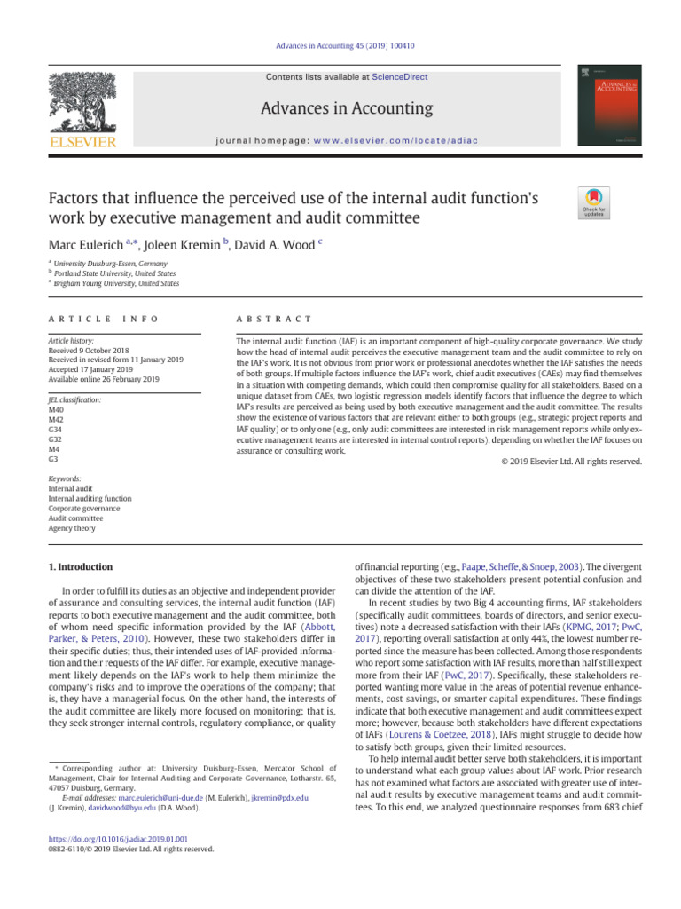 Eulerich2019 Factors That Influence The Perceived Use of The Internal ...