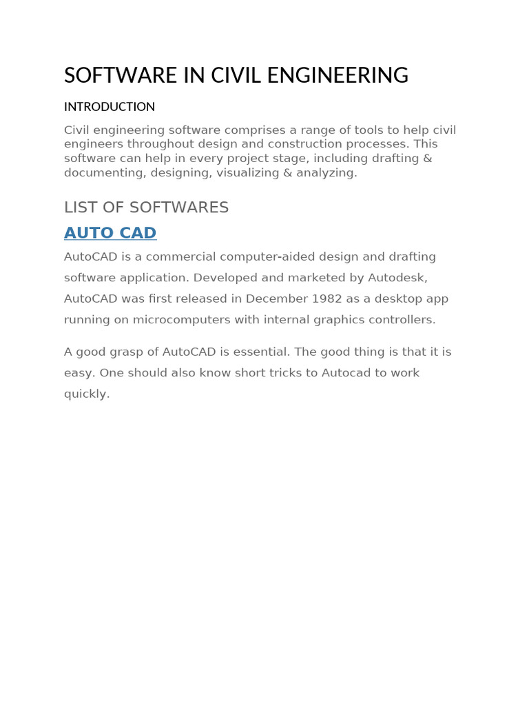 Software in Civil Engineering | PDF