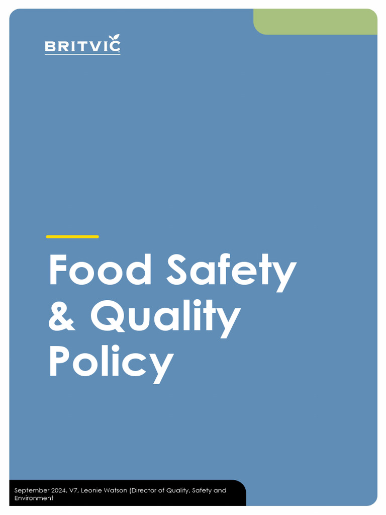 Food Safety and Quality Policy | PDF | Food Safety | Policy