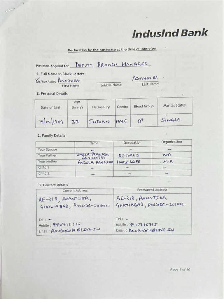 Interview Declaration Form | PDF