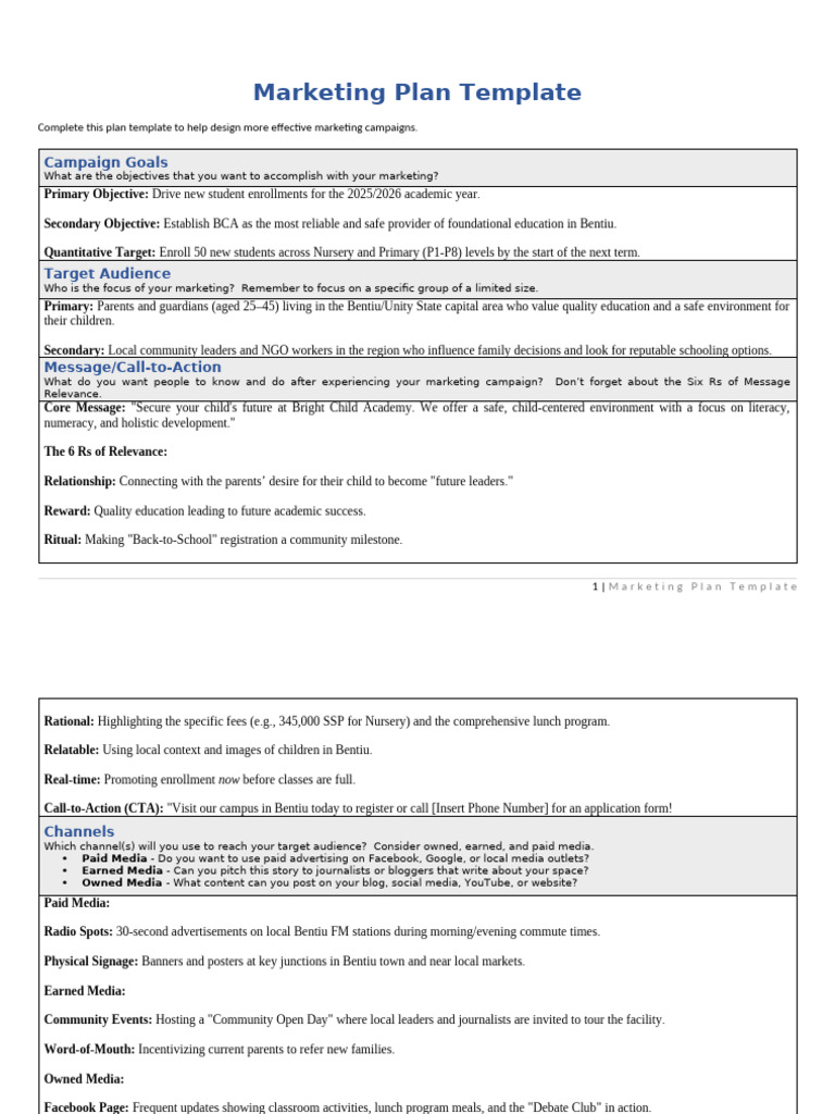 Marketing Campaign Template - v1 | PDF | Advertising | Facebook