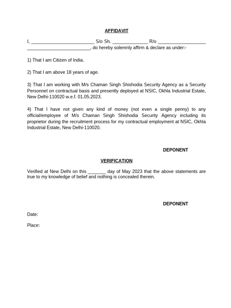 Affidavit Security Guards 2023 | PDF
