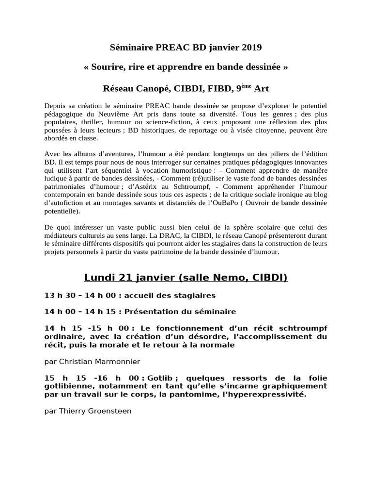 Programme Preac BD 2019 | PDF | BD | Humour