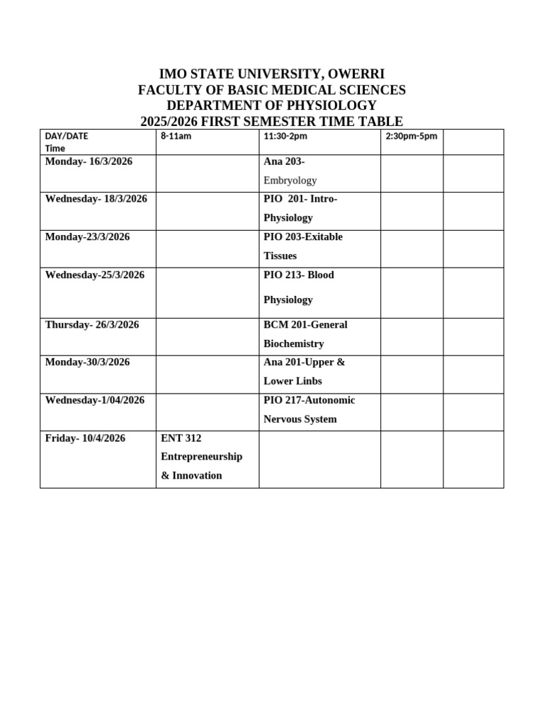2025-2026 First Semester Examination Physiology | PDF