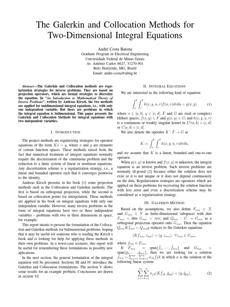 The Galerkin and Collocation Methods For Two Dimensional Integral ...
