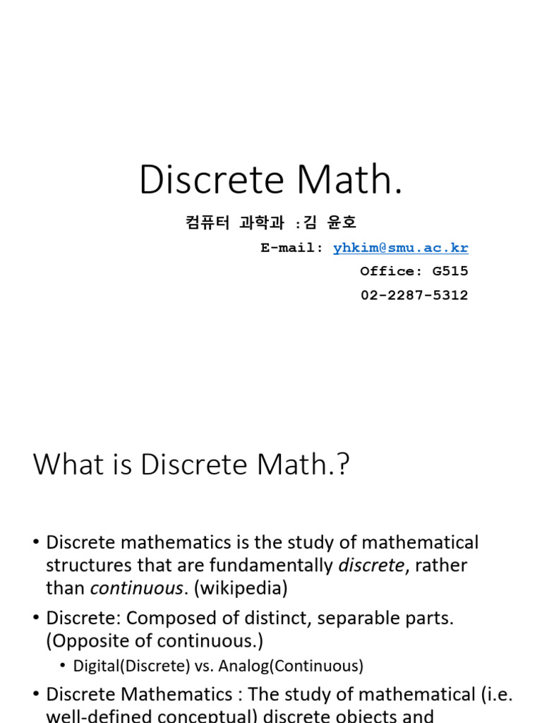 1.introduction (Discrete Math) | PDF | Discrete Mathematics | Mathematics