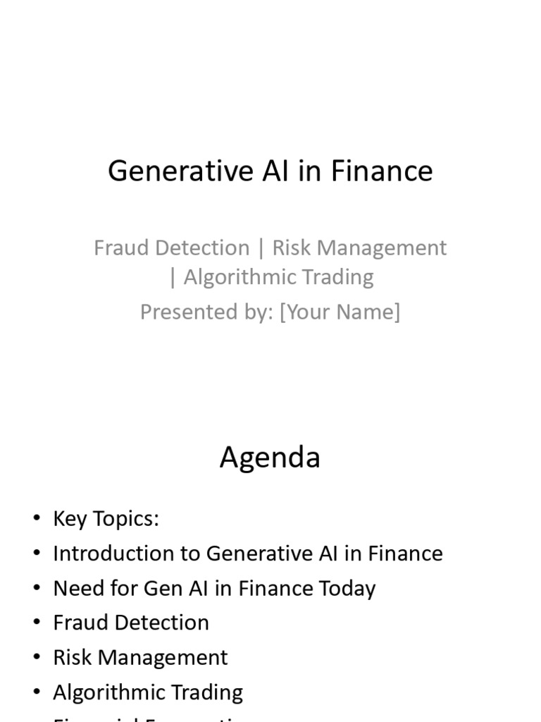 Generative AI in Finance Presentation | PDF | Artificial Intelligence ...